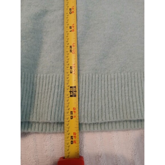 Sundance Knit Sweater Womens XL Aqua Cashmere Wool Blend Ruffle Soft Cozy - Picture 9 of 15